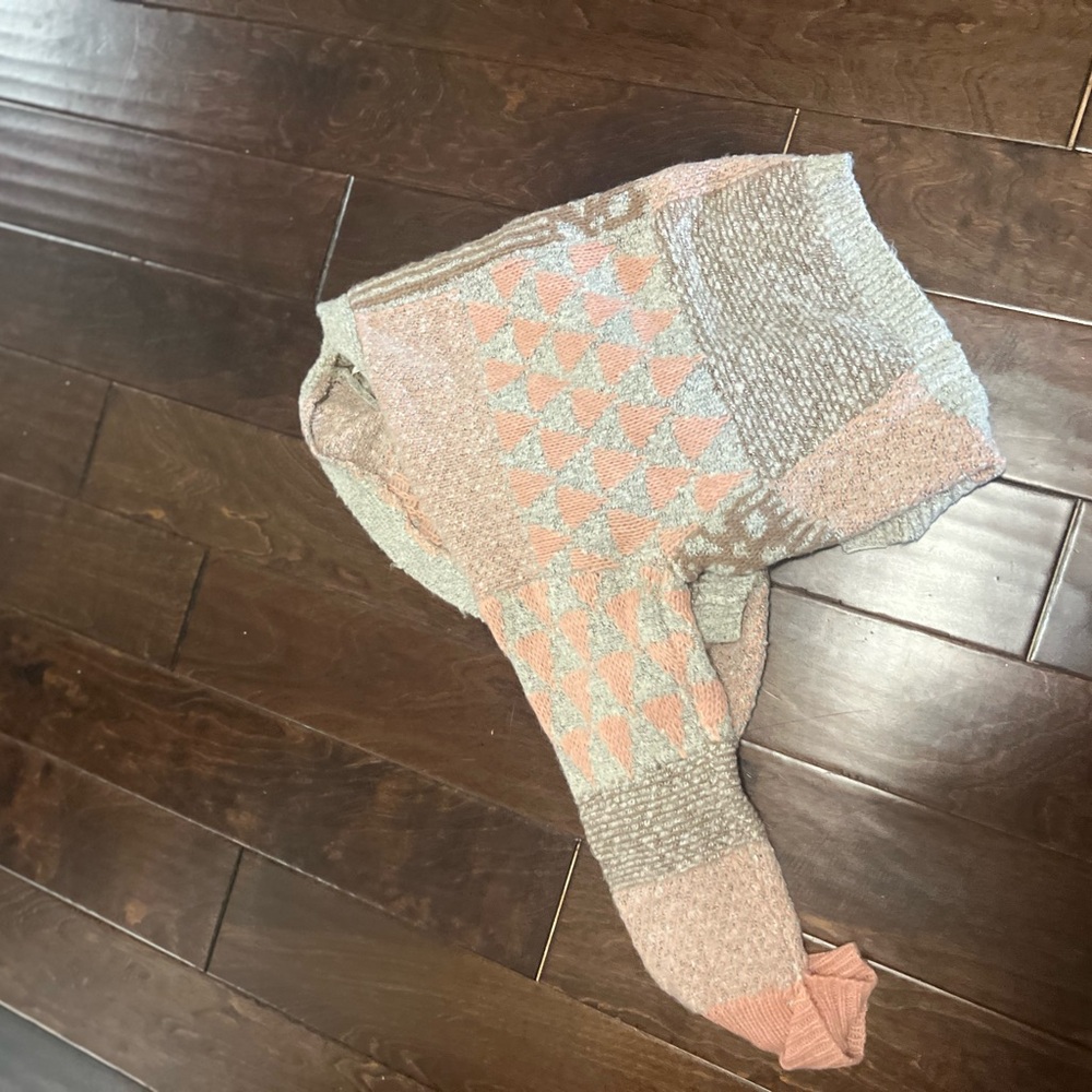 Cozy Pink and Gray Knit Sweater
